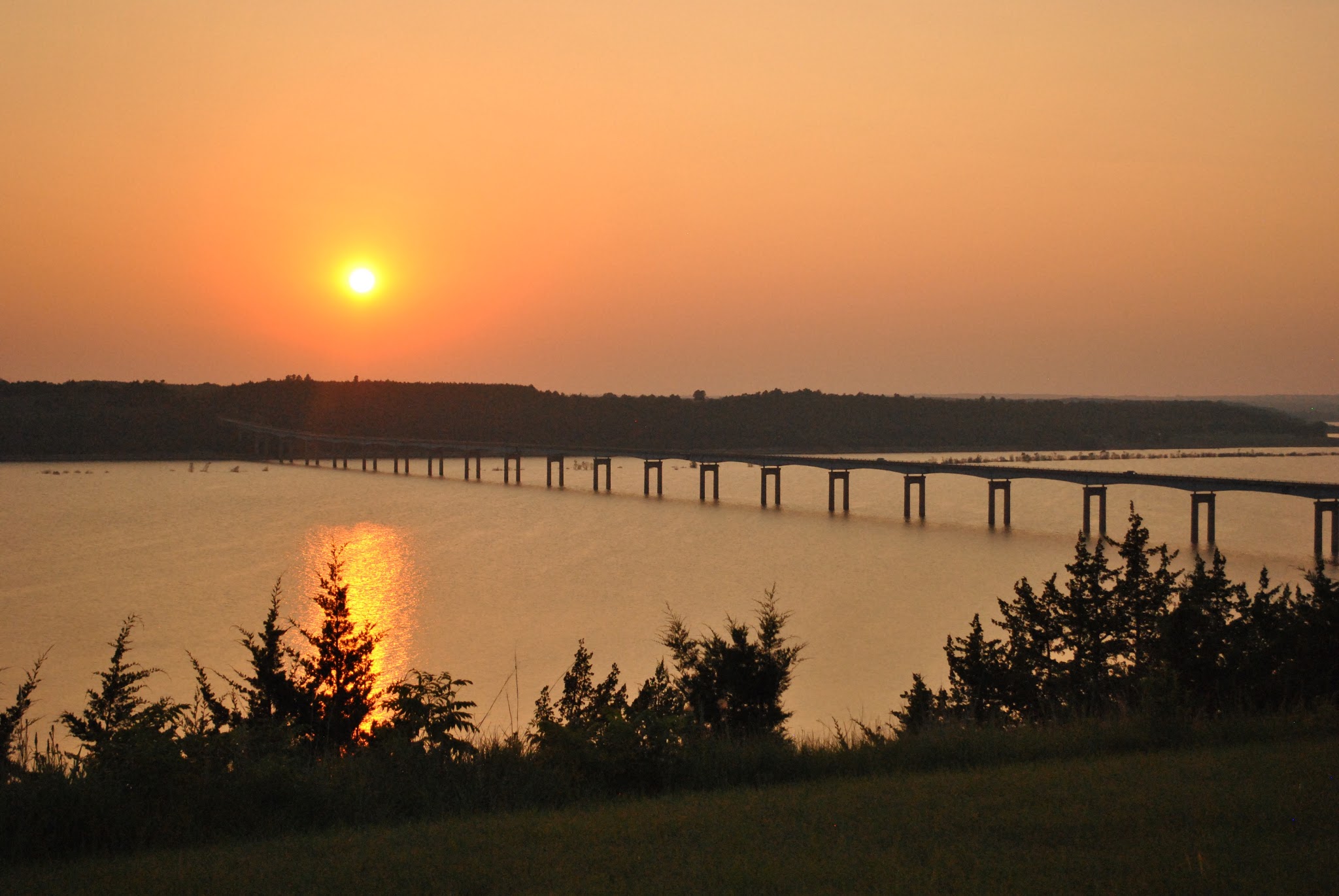 Sunset over the Dam, Tuttle Creek, Kansas